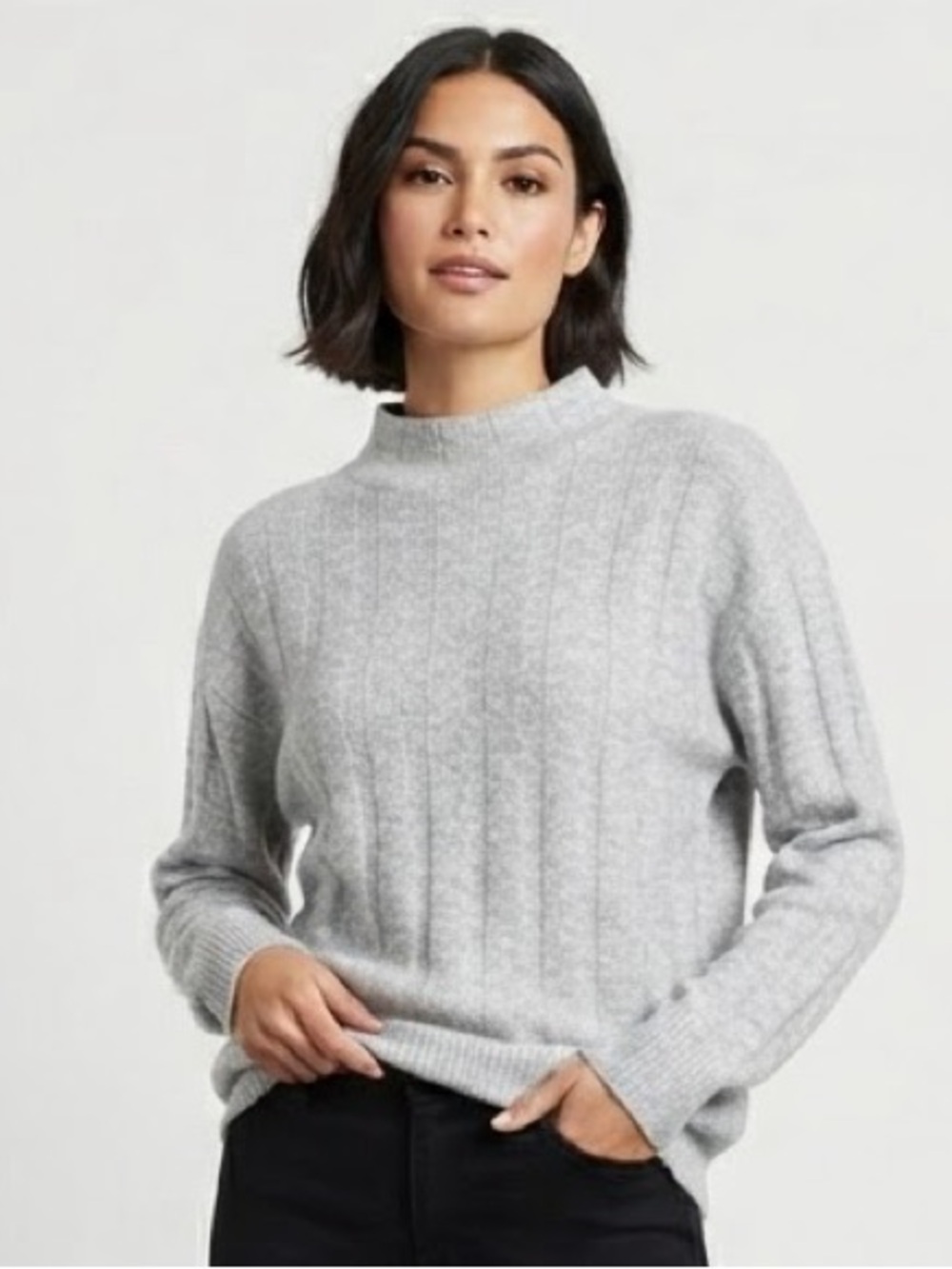 Workshop Mockneck Ribbed Fuzzy Sweater(Bust 46” Length 27”)
